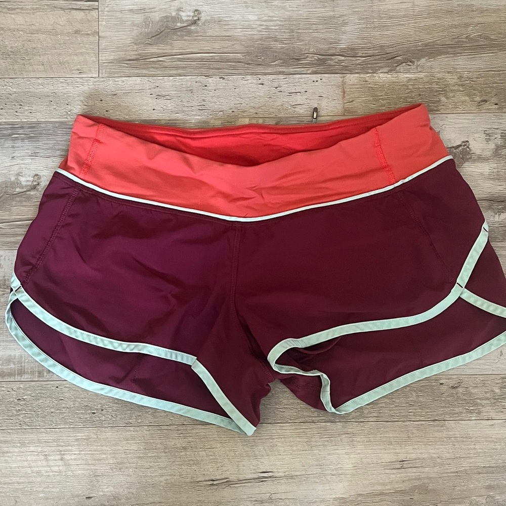 lululemon athletica Burgundy and Coral Speed Up Shorts